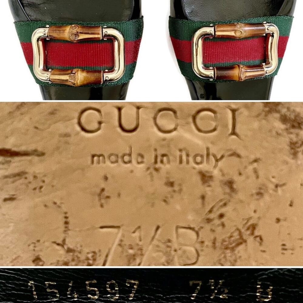 Gucci Patent Leather Signature Web Bamboo Buckle Loafers - Picture 5 of 9